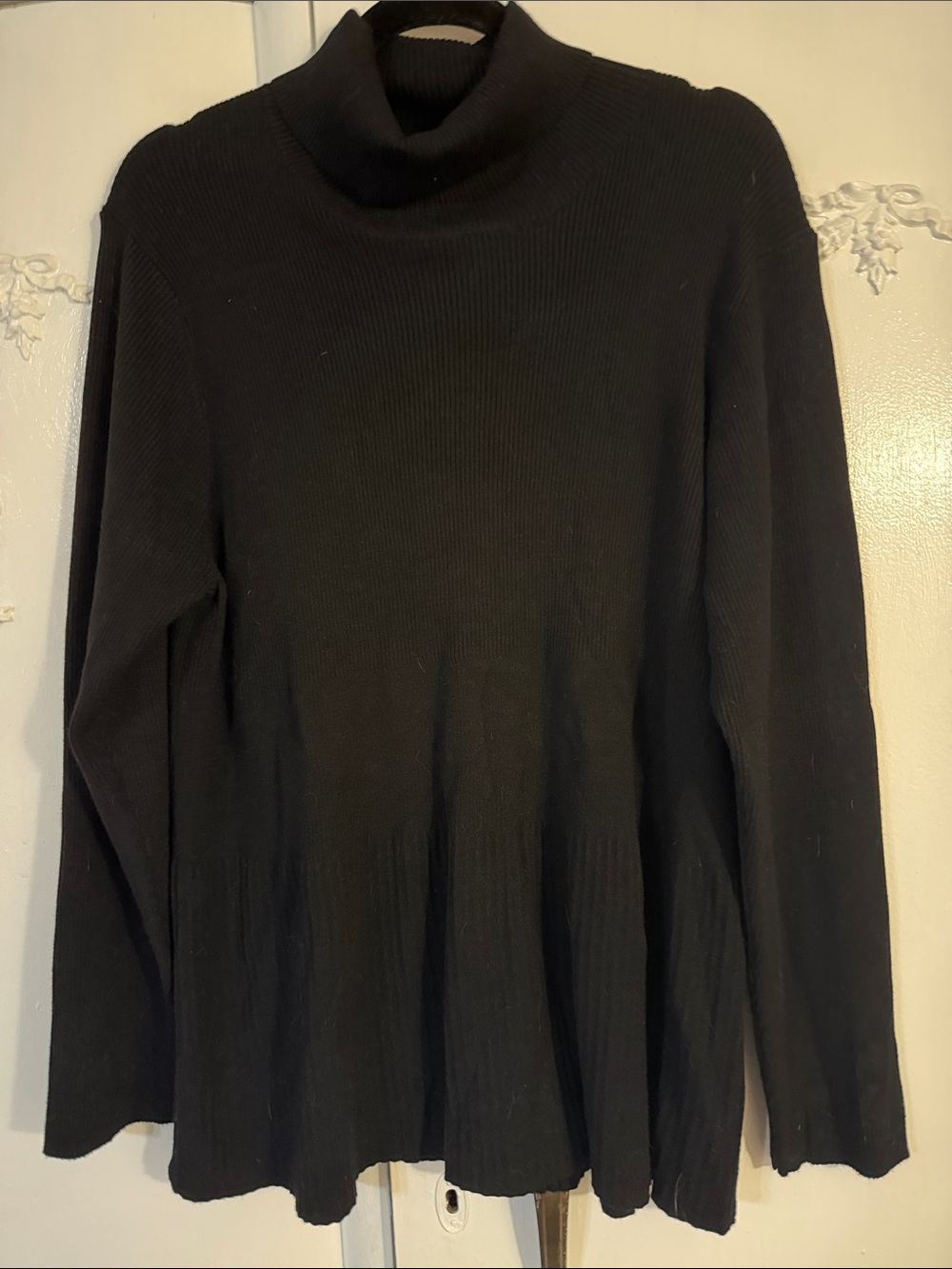 Soft Surroundings Black Ribbed Turtleneck Tunic Sweater